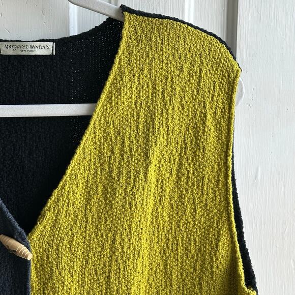Margaret Winters Colorblock Toggle Vest Art to Wear Lagenlook Style - Picture 4 of 7